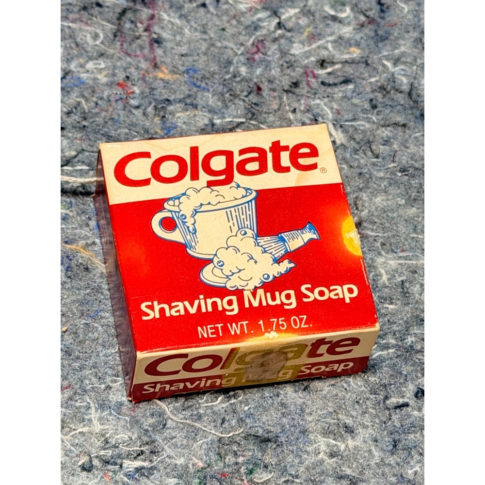 Vintage Colgate Shaving Mug Soap 1.75 oz New Old Stock Original Box Red White
